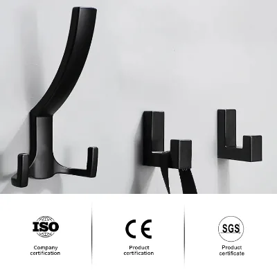 Zinc Alloy Wall Mount Wardrobe Coat Bag Hook,Matte Black Brushed Nickel, Double Single Hook for Entryway Bathroom