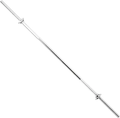 Fitness 60 Inch Threaded Chrome Barbell Bar 1 Inch Barbell Diameter with Ring Collars