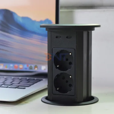 IP65 Waterproof Motorized Smart Pop-up Socket UK Power Tabletop with 16A Rated Current Wireless Charging for Kitchen Home Use