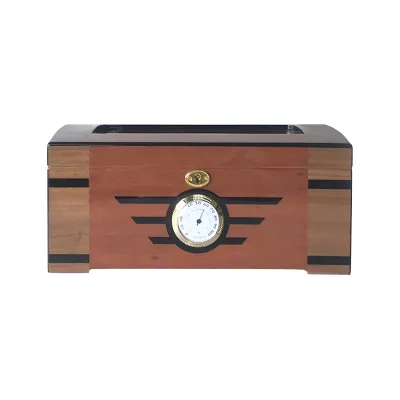 Custom Logo Desktop Solid Wood Cigar Case Hot Sale Luxury Cigar Box With Cigar Humidor Hygrometer
