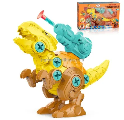 Kids Disassembly and Assembly Dinosaur STEM Building Toy Set with Shooting Darts