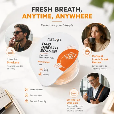 OEM Persimmon Mouthwash Jelly Cups for Bad Breath Control After Smoking or Coffee Fresh Breath Portable Oral Care Mouthwash