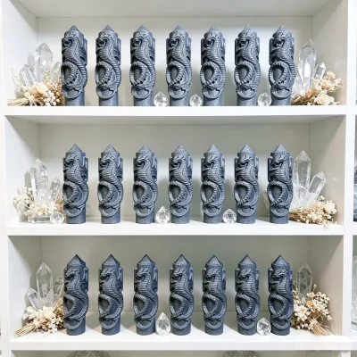 Factory Directly Selling Natural Shungite Dragon Tower Crystal Stone Point for Home Decoration Reiki Healing