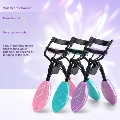 Portable Makeup Tool Pink Leaf Handle Glitter Eyelash Curler Comb for Salon Home Use Eyelash Curler