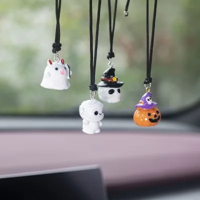 Creative Halloween PVC Rearview Mirror Hanging Ornaments Cute Car Pendant Cross-Border for Interior Kits Car Interior Decoration
