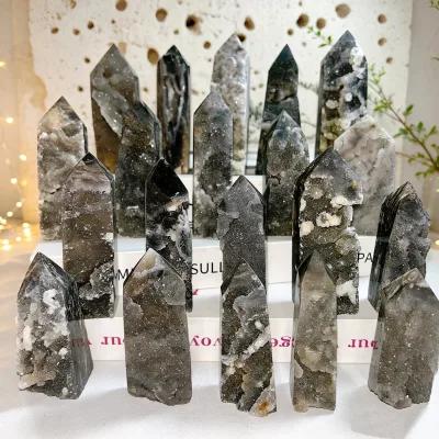 Wholesale Natural Mineral Specimen Towers Sparkly Druzy Sphalerite Crystal Wands for Decor Gifts