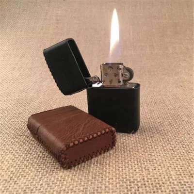 Jiaxin Factory Wholesale Kerosene Oil Lighter Vintage Cigarette case Leather Lighter case Custom Lighter case