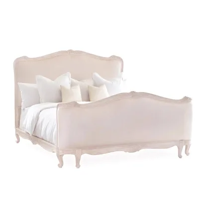 French Solid Wood Full/Twin Platform Bed Vintage Carved Storage Bed American Distressed Wood Color Princess Bed