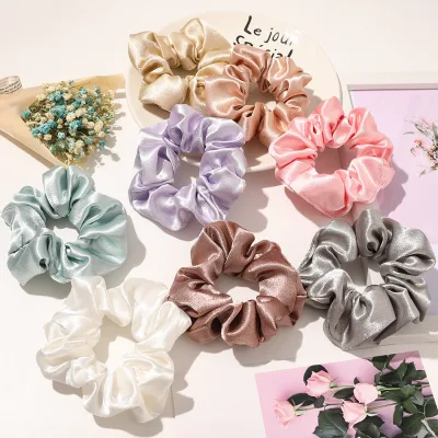 High Quality Silk Satin Solid Color Scrunchies Hair-Accessories Fancy Cute Custom Scrunchies