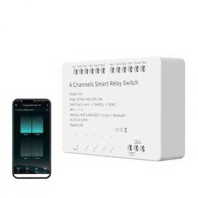 Supports Gourou Smart S42 4-channel Breaker Switch Wi-Fi RF 433 Bluetooth App Control Manual Control Relay