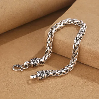 Environmentally Friendly Copper Retro Keel Woven Punk Bracelet, Simple and Elegant, Trendy Men's Hip-hop Jewelry Wholesale