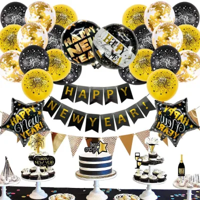 New Year 2026 Eve Balloons Holiday Party Decoration Balloons for New Year's Eve New Year's Eve Promotional Party Supplies