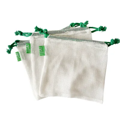 Accept Custom Tags Foldable Drawstring Cotton Mesh Makeup Pad Bags