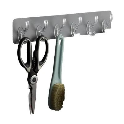 Strong Adhesive No-Drill Transparent Plastic Detachable Hook Door Kitchen Dormitory Bathroom Row Clothes No Trace Wall Scissor