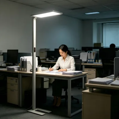 Floor Lamp Modern Aluminum Touch Control Adjustable Color Temp 2700-6500K LED 120lm/W Dimmable Silver Square Metal Shade Office
