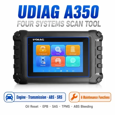 UDIAG A350 4 Systems OBD2 Scanner for Engine Transmission ABS SRS Diagnostic Code Reader 6 Resets Oil EPB TPMS Car Truck SUV