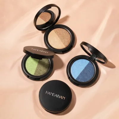 New HANDAIYAN Dual Color Mud Eyeshadow Waterproof Glitter Highlighter Brighten Under Eye Base Contour Eye Makeup Wholesale