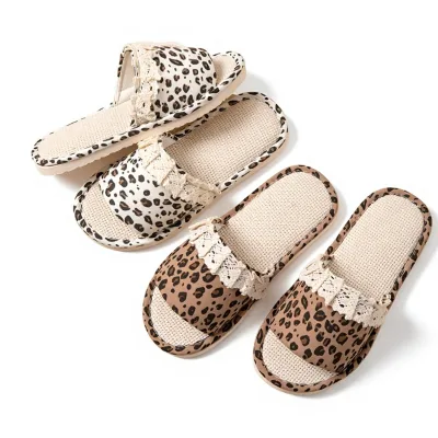 Sen Tian Home Cross-border Leopard-Print Lace EVA Linen Breathable PVC Outsole Womens Simple European-American Style