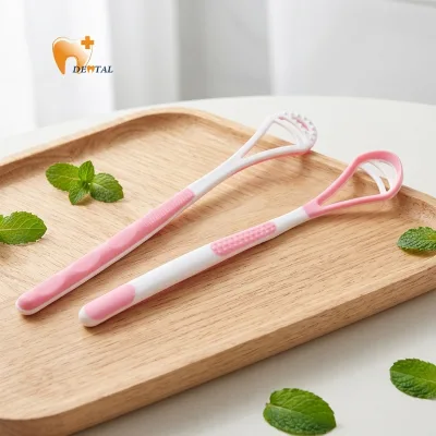 Best Selling Anti-slip Custom Logo Oral Care Cleaning Tongue Cleaner Plastic Material for Adults Home Use Tongue Cleaning Tool