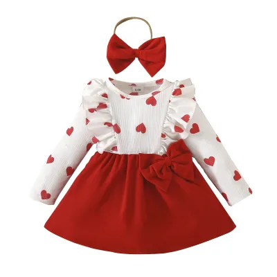 Hot Summer Baby Girl Dresses Christmas Baby Party Dress Love Print Pullover Baby Dresses