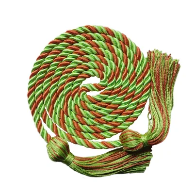 Lemon Green/Orange Two-color Bicolor Waxed Waterproof 100% Polyester Graduation Cords with Tassels