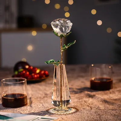 DIY crystal rose flower Wedding Valentine's Day Wedding Anniversary Gift Crystal Craft Crystal Rose Ornament