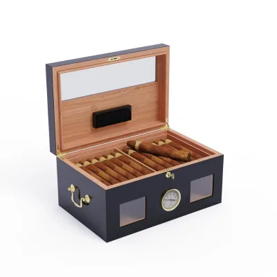 Luxury Handcrafted Wooden Cigar Case Box Convenient and Portable with Hygrometer Vintage Design Timely Moistureproof Lacing