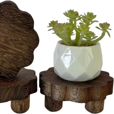 Modern Wood Risers Display Stands with Removable Feet for Home Kitchen Decoration Handmade and Durable