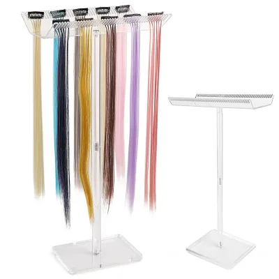 Transparent Black Durable Modern Minimalist Double-Sided Storage Plastic Wig Display Hair Extension Stand for Hair Salons
