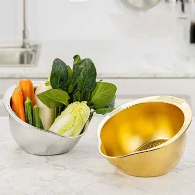 Porous Rice Washing Basket, Stainless Steel Rice Washing Basket, Fruit Washing Basin, Drain Basin Household Rice Washing Machine