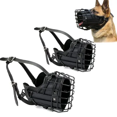 Tactical Muzzle for German Shepherds Working Dogs Large Dogs Bite-Proof Impact-Resistant Stainless Steel Cowhide Training Muzzle