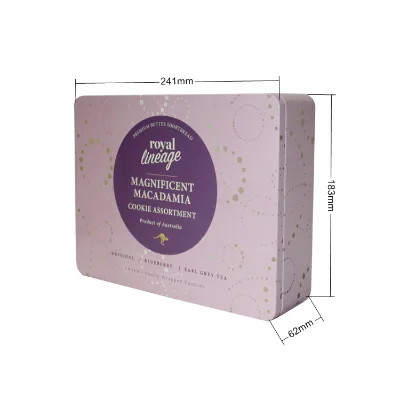 High Quality Custom Food Grade Metal Cookie Tin Box Biscuit Tin Containers for Candy Chocolate Chocolate Candle Storage Packing