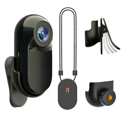 OEM 1080P Mini Wearable Camera with Screen Clip Mount and Magnetic Pendant for Hands-Free POV Recording