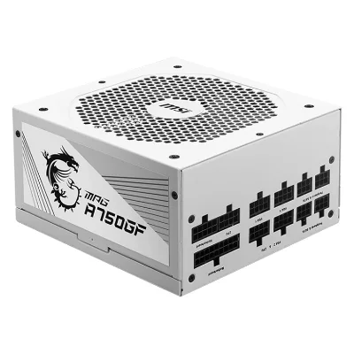 MSI MPG A750GF WHITE 750W Gaming with 80 Plus Gold Certified and 100% Japanese 105 Capacitor