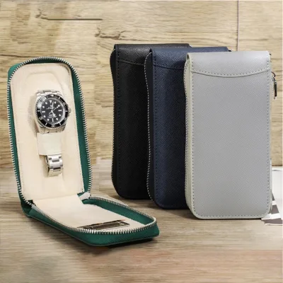 Vintage Watch Straps Carrying Case Bag Organizer Genuine Leather Watch Band Storage Box for Apple Watch Band Storage
