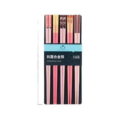 9.57 Inches Chopsticks Reusable Premium Non-slip Lightweight Fiberglass Chop Sticks Gift Set for Party Pink- 5 Pairs
