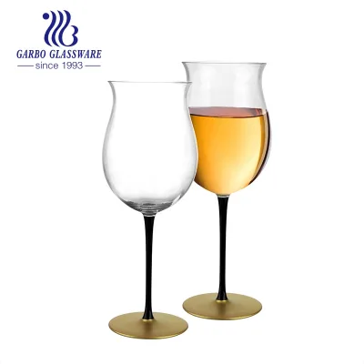 Premium Handmade Glass Goblet champagne Glass Cup with Custom Color Bottom and Stand for Wedding Birthday Wine glassware Goblet