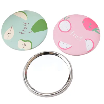 Custom Sublimation Heart Shape Round Shape Metal Glitter Pocket Make up Mirror for Ladies