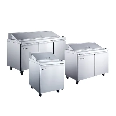 Refrigerated Pizza Prep Table with Space Saving Under Counter for Modern Commercial Kitchens and Professional Pizzerias