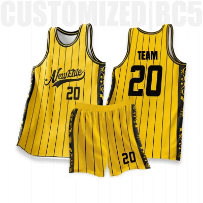 Customized Quick Dry Basketball Wear for Adults and Youths Polyester Sublimation Printing Striped Team Jersey Sets