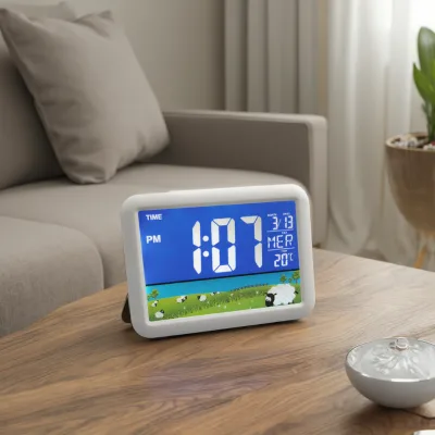 Creative Digital LED Table Clock Colorful Home Alarm Clock with Custom Sounds Smart Electric Table Clocks
