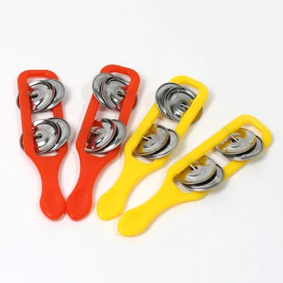 Multi-color Chinese Cymbal Tiny Hand Bells Noisemakers Wedding Tambourines Plastic Jingle Stick Jingle Bells Kids Party Supplie