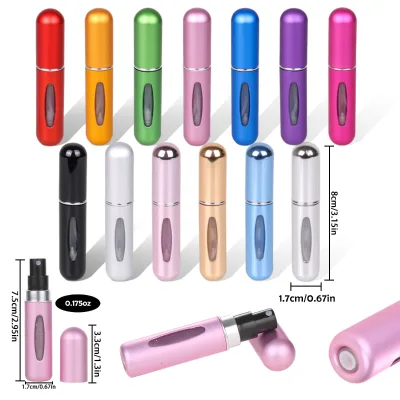 Wholesale Small Pocket Perfume Atomizer 5 ml & 8 ml Refillable Spray Bottles Aluminum Collar Pump Sayer Silk Screen Printing