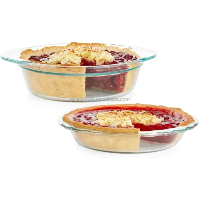 Deep Glass Baking Dish Set Round Pie Glass Bakeware Deep 9.5" Round Glass Pie Baking Dish