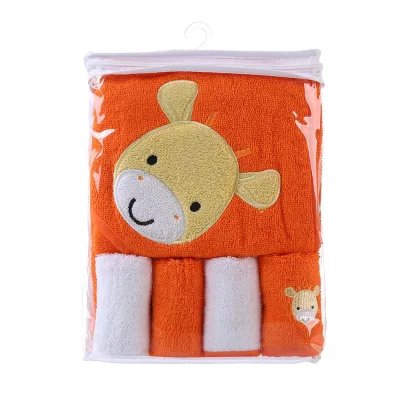 100% Cotton Towel Baby Kids Soft Towel with Hooded Custom Cotton Baby Bath Towel Washcloth Set