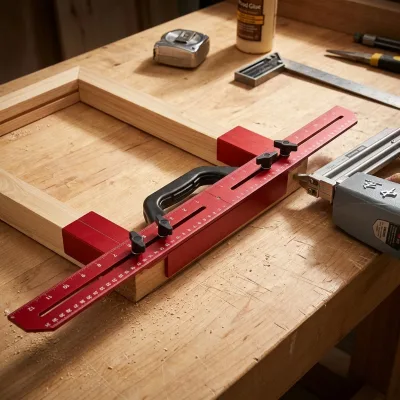 12"-30" Adjustable Woodworking Frame Clamp Jig, Dual Scale Equal Spacing Tool for Precise Furniture Frame Assembly Joining