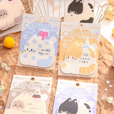 GF New Design Back to School Stationery Fluffy Cat Cake Shaped Cute Cartoon Reusable Sticky Notes for Students' Messages