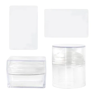 Alcohol Wipe Silicone Nail Art Stamping Tool with Transparent Transfer Printing Patterns for French Style Nail DIY
