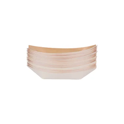 100% Natrual Eco Wholesale Wooden Sushi Boat Disposable Poplar Wooden Boat for Cake Pancake Cookie
