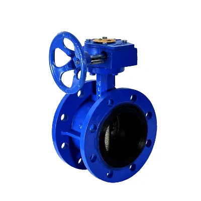 DN32-DN2000 Ductile Iron Epdm Seat Double Flanged Connection with Worm Gear butterfly Valve